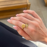 Saga snurrande ring - återvunnet rostfritt stål (Justerbar/onesize) - Guld